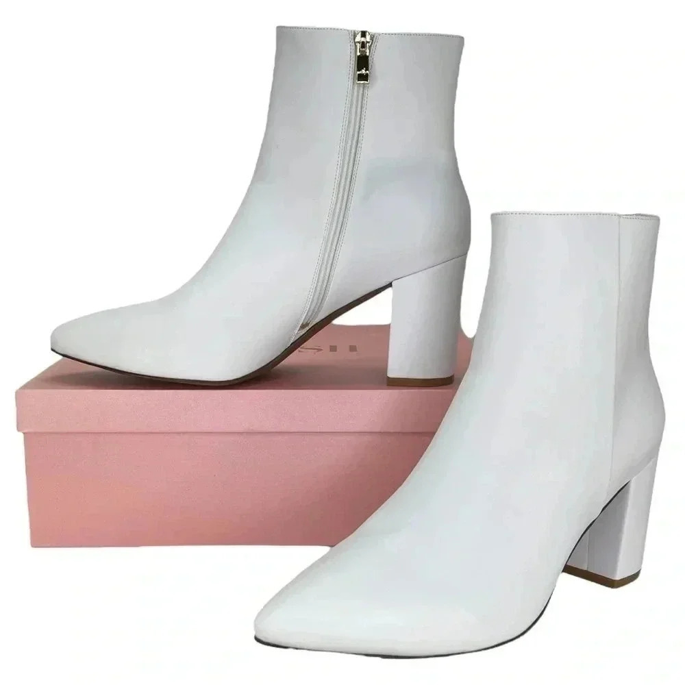 SMASH Shoes Chiku White Faux Leather Womens Ankle Boots Size 11M - Picture 11 of 13